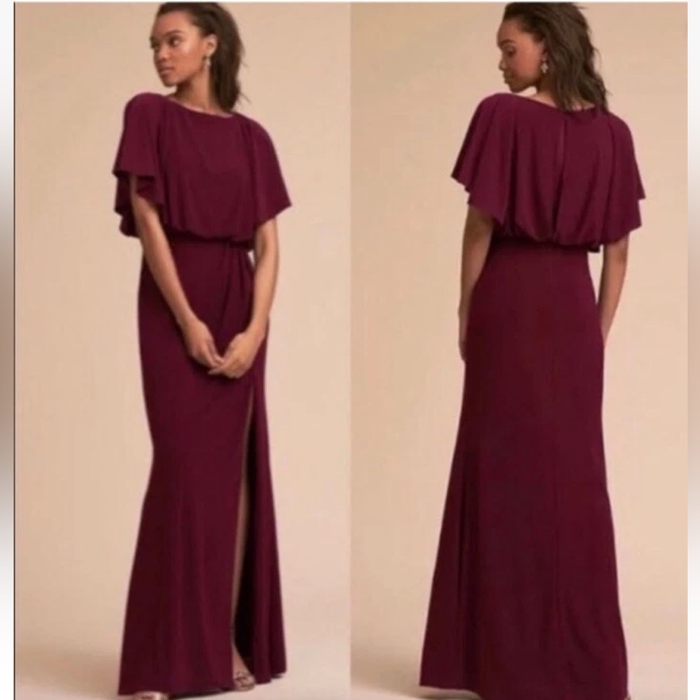 Anthropologie BHLDN Lena Gown Womens Size 12 Burgundy Dolman Sleeve Maxi Dress
